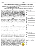 Learning About Bullies (Spelling grades 1-2)